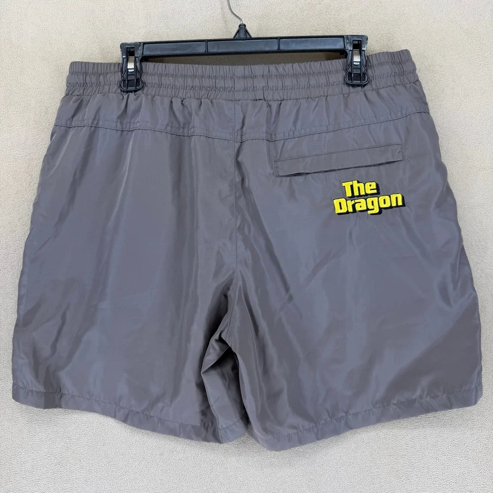 Bruce Lee‎ The Dragon Shorts Gray Flame Print Athletic Trunks Men's Large